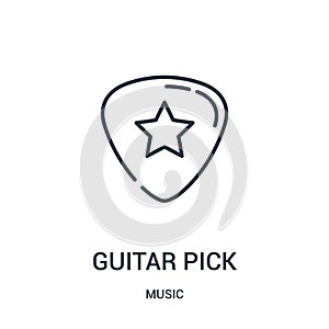 guitar pick icon vector from music collection. Thin line guitar pick outline icon vector illustration
