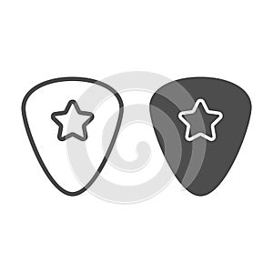 Guitar pick line and glyph icon, musical and plectrum, mediator sign, vector graphics, a linear pattern