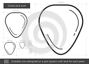 Guitar pick line icon.