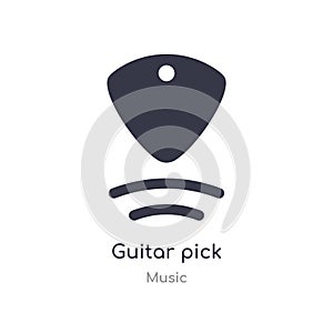 guitar pick outline icon. isolated line vector illustration from music collection. editable thin stroke guitar pick icon on white