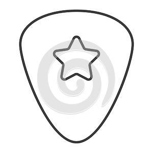 Guitar pick thin line icon, musical and plectrum, mediator sign, vector graphics, a linear pattern