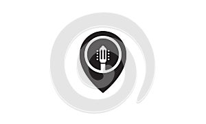 Guitar with pin map location logo symbol vector icon illustration graphic design