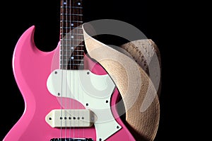 Guitar Pink Hat Isolated on Black