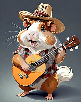 Guitar player hamster musician stage performance