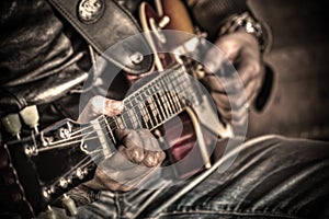 Guitar player in hdr