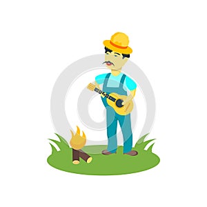 Guitar player icon vector sign and symbol isolated on white background, Guitar player logo concept