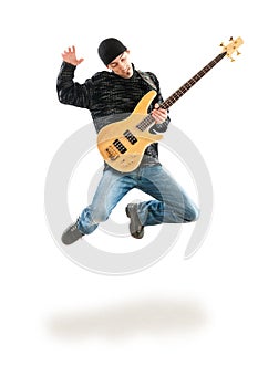 Guitar player jumping