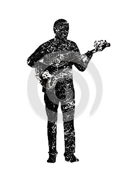 Guitar player, musical instruments, black and white graphics, abstraction