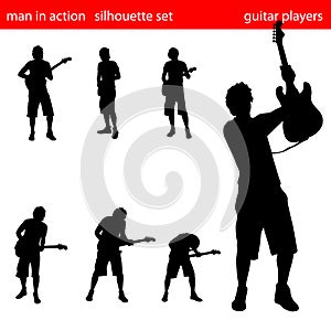 Guitar player silhouette set
