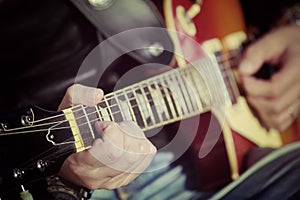 Guitar player in vintage tone