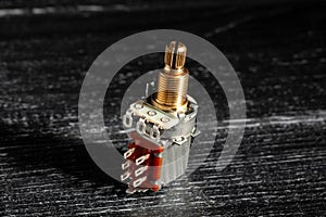 guitar push pull potentiometer on black