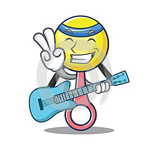 With guitar rattle toy mascot cartoon