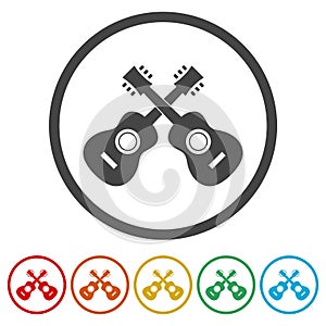 Guitar ring icon, color set