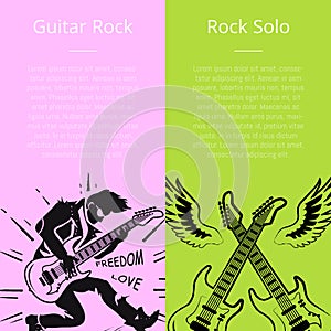 Guitar Rock and Solo Posters with Text Vector