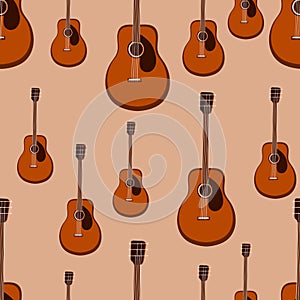 Guitar seamless pattern. Stringed musical instrument. Vector illustration