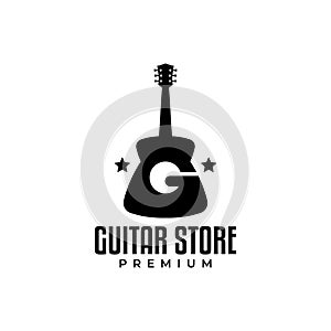Guitar in the shape of the letter g, perfect for musical instrument shop logos or anything related to music and guitars