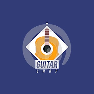 Guitar shop modern logotype stock vector logo