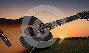 Guitar Silhouette at Sunset