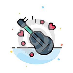 Guitar, Song, Music, Love Abstract Flat Color Icon Template