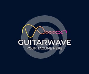 Guitar sound wave logo design. Audio waves vector design