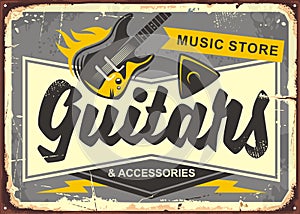 Guitar store retro advertisement