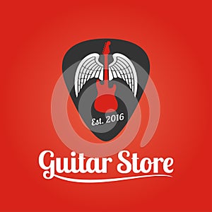 Guitar store vector template logo