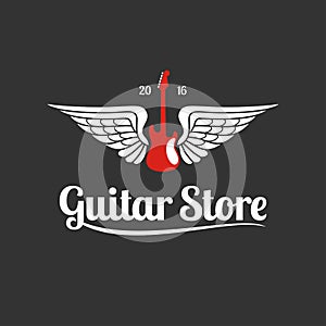 Guitar store vector template logo