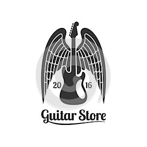 Guitar store vector template logo