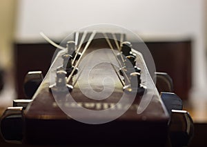 Guitar Strings, close up. Acoustic guitar.