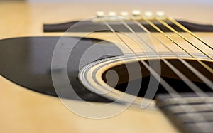 Guitar Strings, close up. Acoustic guitar.