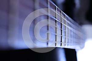 Guitar strings macro closeup.