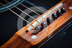 Guitar strings from various closeup positions