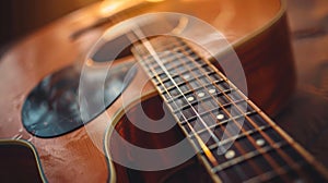 Guitar on table under light