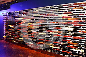 The guitar wall, a real piece of art,Hard rock cafe entrance, New York city, USA