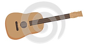 Guitar on a white background. cartoon style vector illustration isolated on white background.