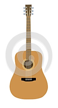 Guitar on a white background. Design element for poster, card. Vector illustration. Flat cartoon vector illustration.