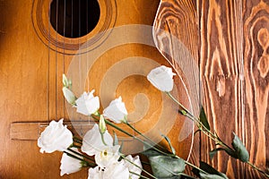 Guitar on wood desk