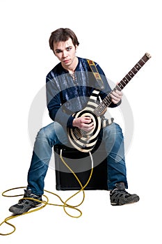 Guitarist with electric guitar