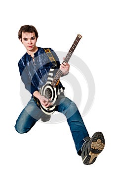 Guitarist with electric guitar