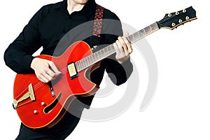 Guitarist with Electric Guitar closeup