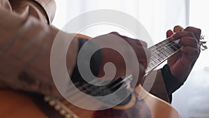 guitarist hands chord playing music man guitar