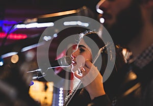 Guitarist during a musical performance