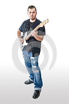 Guitarist Musician on White angled forward