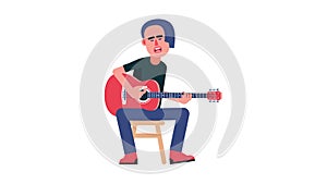 Guitarist play on acoustic guitar.
