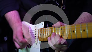 Guitarist playing the guitar. Slow motion