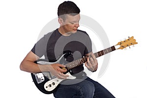 Guitarist playing instrument