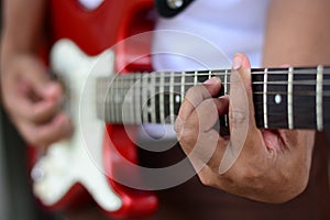 Guitarist plays