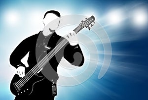 Guitarist silhouette on abstract background