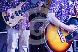 Guitarist on stage for background, soft and blur concept