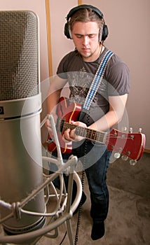 Guitarist in studio